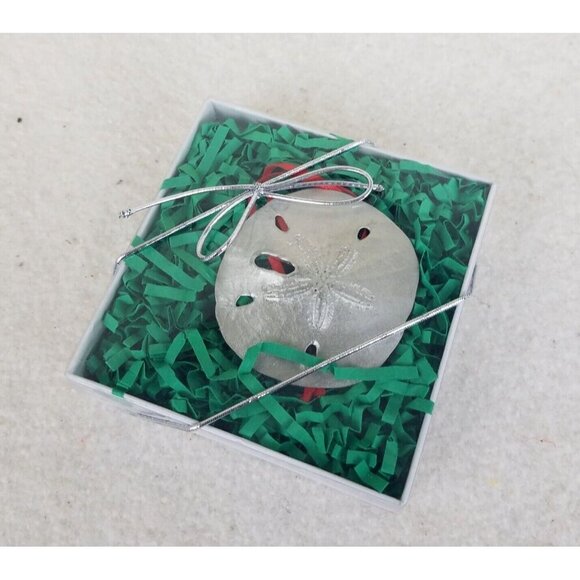 Sand Dollar Ornament Metal holiday Christmas Beach seaside nautical Silver - Picture 5 of 6